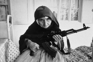 106 years old wanting to protect her home against attacks (during the Karabagh conflict)