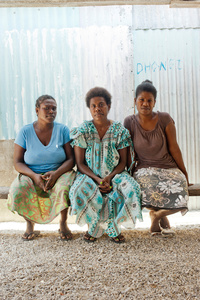 Julia Morris 32 years, Roslyn Moli 28 years and Jenny Tom 31 years, Tasariki Village, Moso Island.