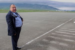 Nagorno Karabach, Artsakh Airport. The director of the airport on the runway