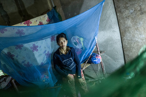 Srey Chan 22 from Pursat Province has worked in Phnom Penh for 1 year. Chan has one child and is now  pregnant with another child. Since becoming pregnant Chan's work load has changed. After the baby is bornChan says she will need to return to work but has no plans to raise her baby on a construction site.