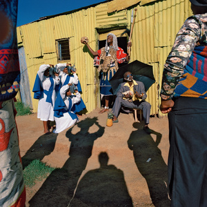 An important Xhosa displays the skull of his grandfather in a township in Grahamstown.
