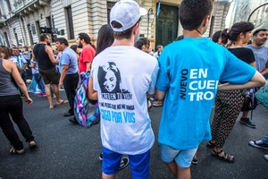 Cristina's supporters on her last day in office.