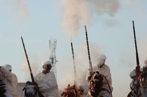 Muzzle blasts and smoke. Seffrou , Morocco