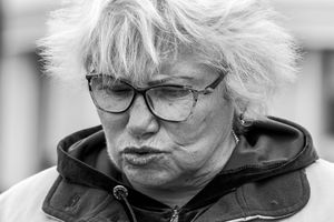 Maidan.  Woman celebrates victory when corrupt president is thrown out of office in Maidan protest, 2003-2004.