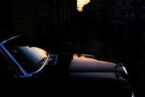 Car at sunset
