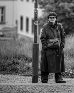 Woman at Tram Stop in Prague