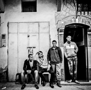 Hassan with his friends in Khenifra