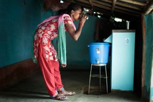 Drinking clean water from a biosand filter