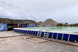 Phnom Penh, Cambodia. Jan 2013. Diamond island. Swimming pool in a closed waterpark.