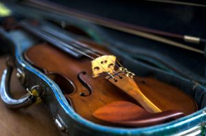 Darren's violin in case