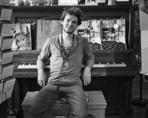 Noah at the Piano, Iconoclast Books, Ketchum, Idaho