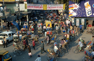 Rickshaw traffic jam, Dhaka city centre, Bangladesh