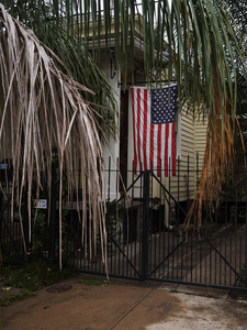 USA. New Orleans. 2015. Flag out a house.