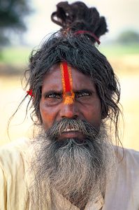 Sadhu at Petrol Station, Northern India