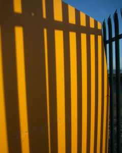 Orange wall and fence shadow