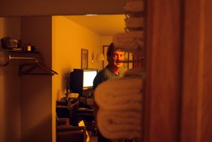 Self-portrait, motel room, Phoenix, Arizona, 1992