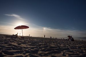 Venice beach Boardwalk, sun-takers for all seasons.