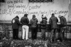 Aid agencies give out food once a day