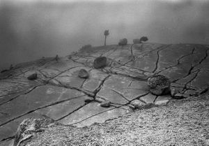 rock-scape in fog