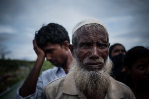 The Rohingya Refugee Crisis. An old man, crying in a camp near Ukhia, Bangladesh. He says that his two sons were burned alive in front of his eyes, by the Burmese military.