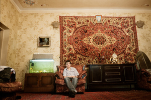 A living room interior of a wealthy Tajik family.
