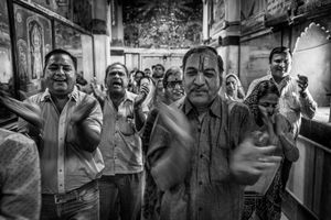 Celebrants at the temple
