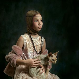 Young lady with the cat.