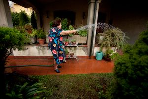 Aunt Janna in the garden