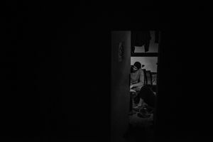 View of the inside temporary "room" in a barrack. Belgrade, Serbia.