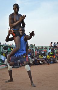 Winning athlete shows himself to the public, 2