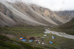 Larchaa caterpillar camp at dusk. Upper Dolpo, Nepal, June 2017.