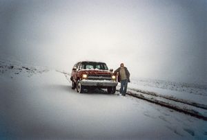 Self-portrait, Highway 50, Nevada, 1983