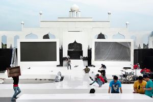 Prambanan, Yogyakarta, preparing the stage for the World Muslimah Awards Grand Final.