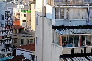 Crowded downtown loneliness