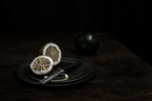 Lemon with Knife