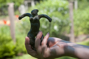 Stowaway - RaeLyn holds the figurine