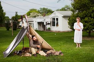 Jerry Hornbaker in Helen Chapman’s backyard on the Gettysburg battlefield, 2010.