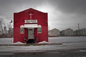 Soul Saving Church, located on the edge of Paradise Valley, sits directly across from Henry Ford's first car assembly plant. Attendance at Sunday services has drastically declined in the last decade.© Nicholas Gregory