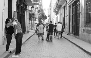 Lovers and Tourists on the Streets of Havana Cuba