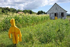 Quebec-Charlevoix-Les Éboulements-La Ferme en Haut-Épouvantails