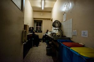 In the Devotee kitchen, Radhadesh residents seek sanctuary from the huge crowds that descend on Radhadesh during the festival