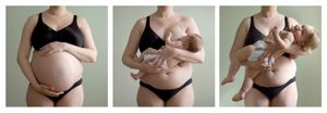 Elinor one day before birth, one month old and one year old © Joy Christiansen Erb