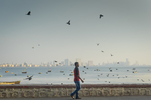 Man alone. Mumbai seafront.