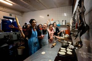 Radhadesh is famed for the quality of  its communal kitchen. During the festival, this kitchen produces three meals a day for almost 1500 people, all free of charge