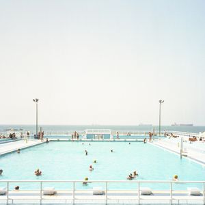 Swimming pool in front of the sea, Livorno, Italy