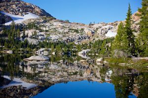 Rockbound Pass  8,520' reflected in Doris Lake
