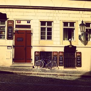 shadow, bicycle and Prague