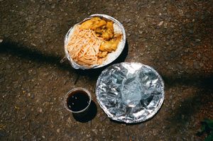 Rice, beans, chicken and pasta.