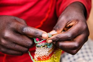 Young Girl Hand-Knitting, Musanze Rwanda Africa