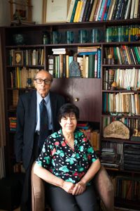 Iranian living room in London,Lotfali khonji and his wife Dr, Shadab vajdi